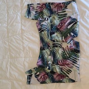 ZYIA active tropical palm printed leggings pockets size large